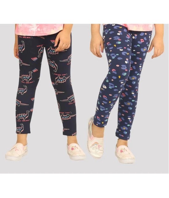 Ariel - Blue Cotton Girls Leggings ( Pack of 2 ) - None