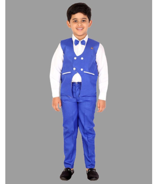 DKGF Fashion - Navy Blue Cotton Blend Boys Shirt & Pants ( Pack of 1 ) - None