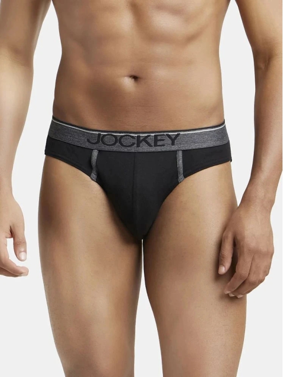 Jockey 8044 Men Super Combed Cotton Rib Solid Brief with Ultrasoft Waistband - Black - None