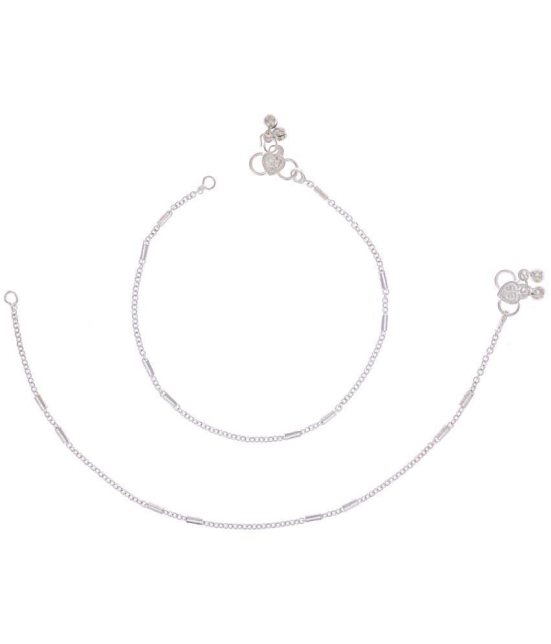 AanyaCentric Silver Anklets ( Pack of 1 ) - Silver