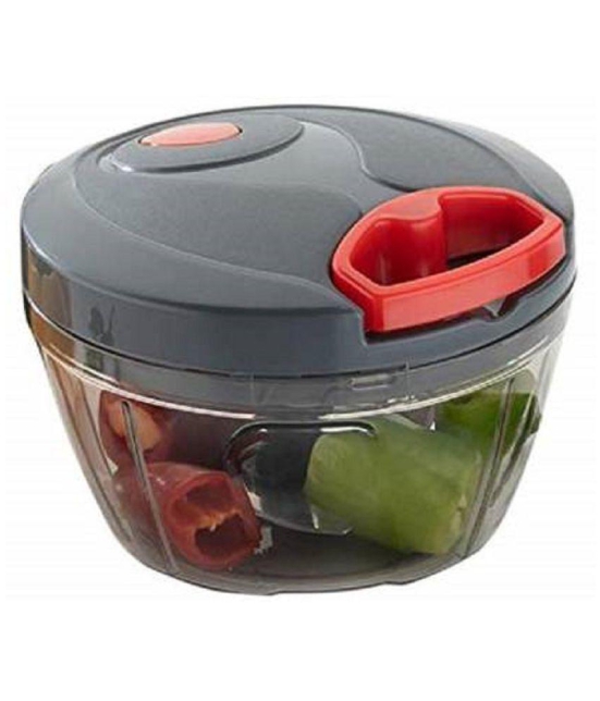 HOMETALES Compact Manual Handy Chopper - 450 ml, Black - Red