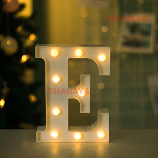 Shanaya Alphabet LED Letter Lights Number Light Decorative Birthday Wedding Party Home Decor Light Up Plastic English Letters Standing Hanging A-Z for Party Wedding Festival (E)