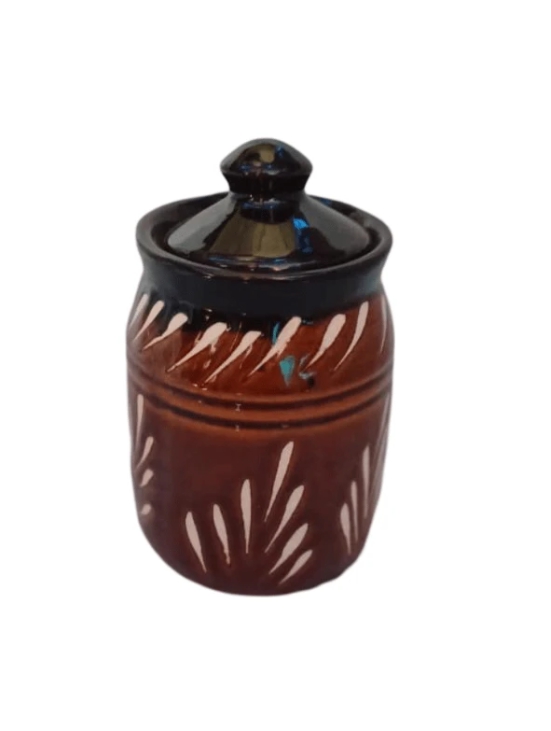 Handmade ceramic pickle jar with lid