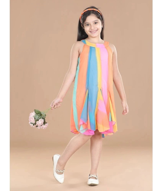 StyleStone - Chiffon Multicolor Girls Asymmetric Dress ( Pack of 1 ) - None