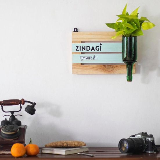 Zindagi Board with Wine Planter