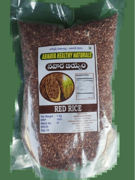 The product title is Abhaya Healthy Naturals Red Rice - 1 Kg. Amt 140