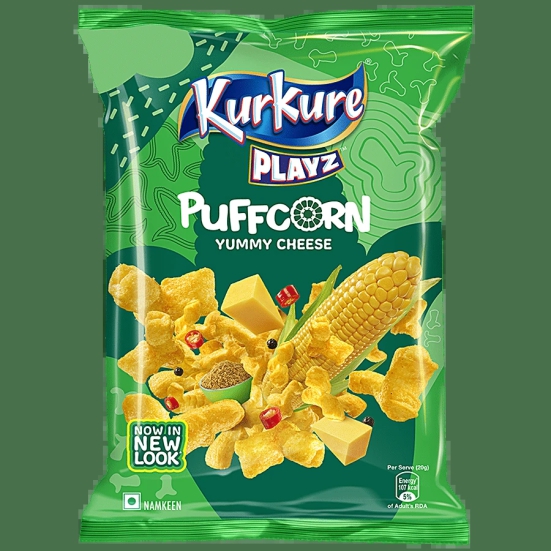 Kurkure Playz Puffcorn - Yummy Cheese, Namkeen, 80 G