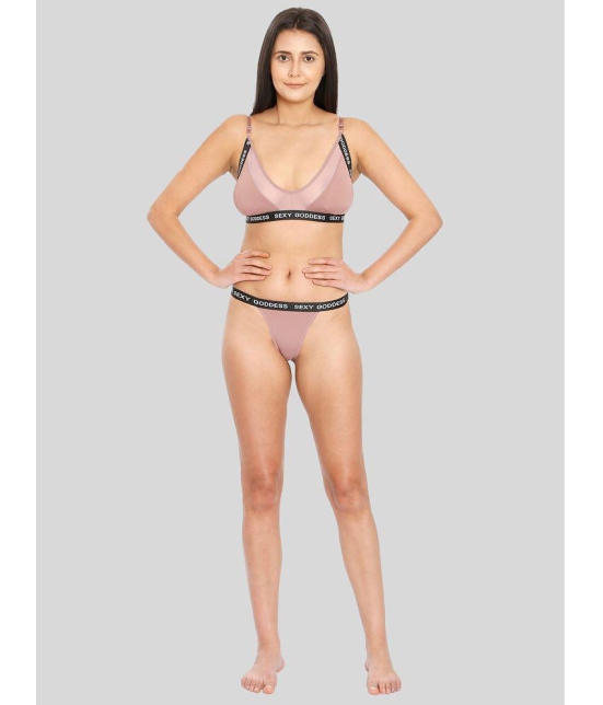 ILRASO - Mauve Polyester Women's Bra & Panty Set ( Pack of 1 ) - None