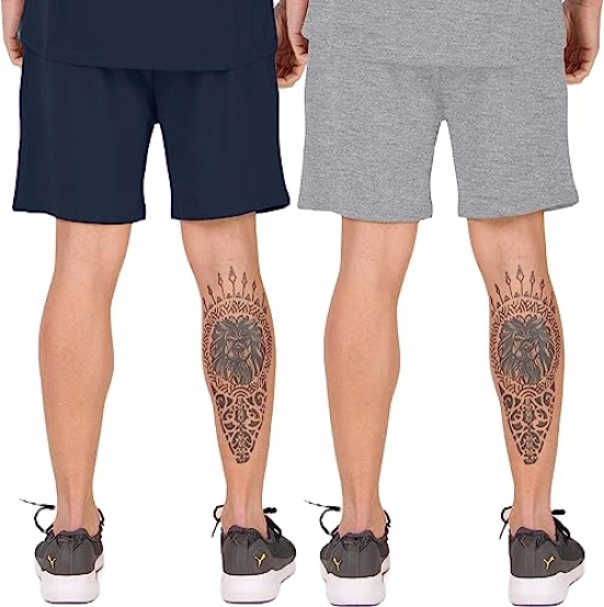 London Hills Mens Shorts Cotton Blend Shorts with Side Pockets | Shorts for Mens | Mens Cotton Shorts | shorts for men combo (Pack of 2)