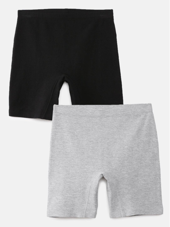 GIRLS INNERSHORTS, BLACK/GREY-10-12 Yrs