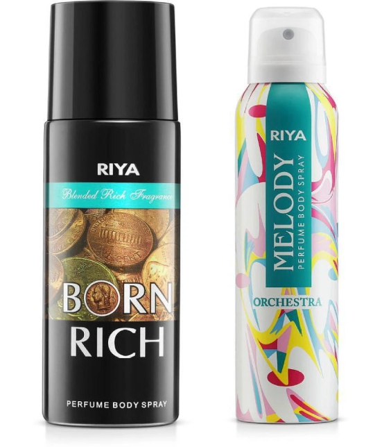 Riya Born Rich & Melody Deodorant Spray & Perfume For Unisex 300 ( Pack of 2 )