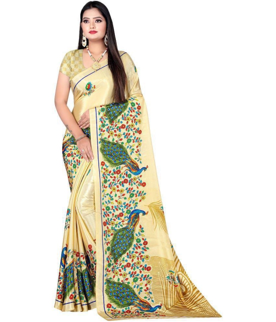 LEELAVATI - Gold Crepe Saree With Blouse Piece ( Pack of 1 ) - Gold