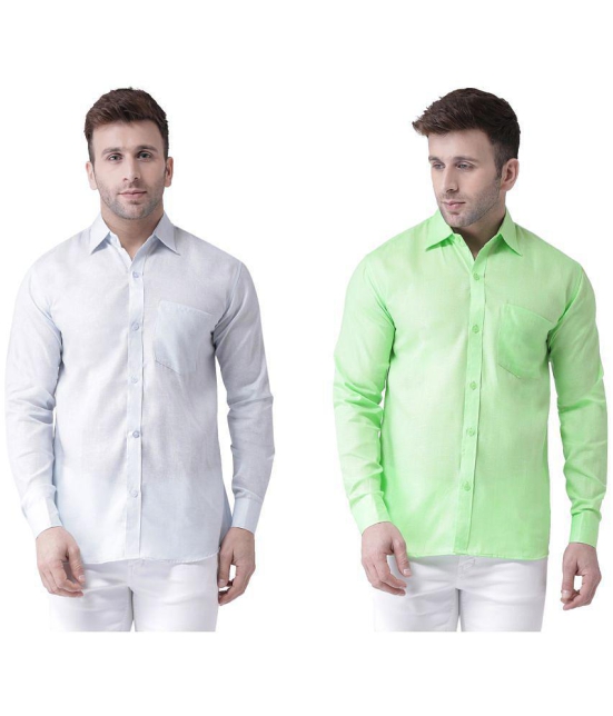 KLOSET By RIAG 100% Cotton Regular Fit Solids Full Sleeves Men's Casual Shirt - Fluorescent Green ( Pack of 2 ) - None