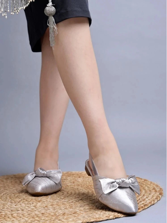 Shoetopia Silver Womens Casual Ballerinas - None