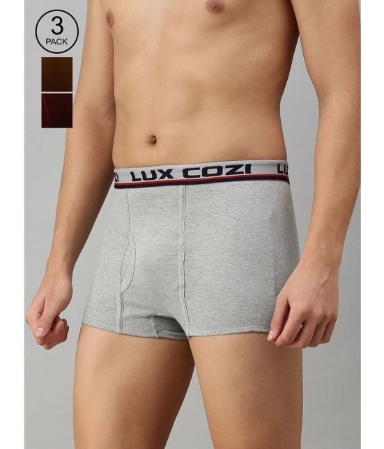 Lux Cozi - Multicolor Cotton Blend Mens Trunks ( Pack of 3 ) - None