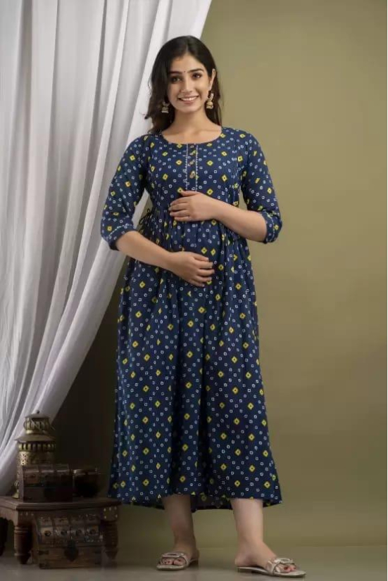 PALANI-HUB Women Maternity/Nursing Nighty  (Blue)