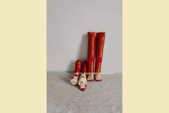 Decorated Pattu Zari Hands and Legs-Baby (9 x 5 inches) / Red