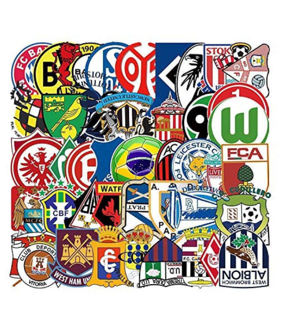 iDream Football Club Team Logo Waterproof Vinyl Sticker for Laptop, Desk, Skateboard, Luggage, Guitar, Furniture, Toy, Scrapbook (Set of 50)