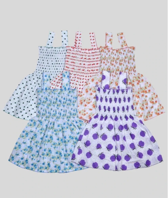 Sathiyas - White Cotton Baby Girl Frock ( Pack of 5 ) - None