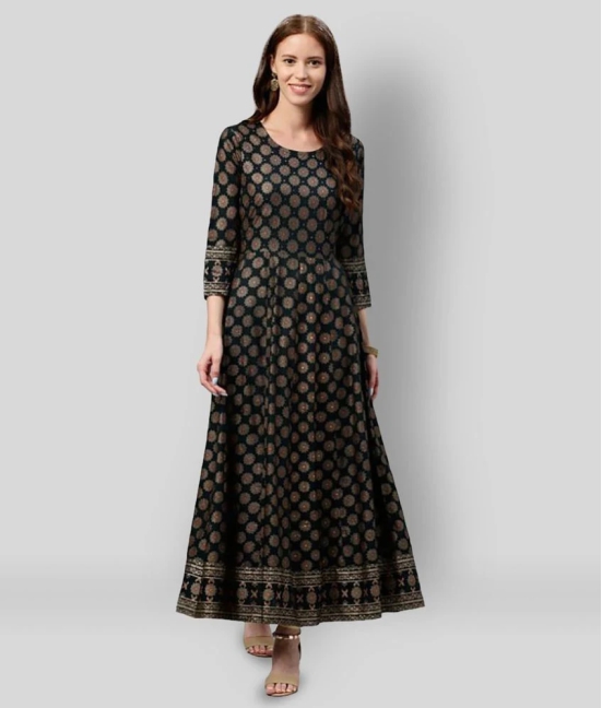 KIPEK - Black Rayon Womens Anarkali Kurti ( Pack of 1 ) - XXL