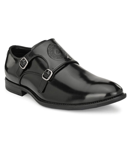 Aadi Monk Strap Artificial Leather Black Formal Shoes - None