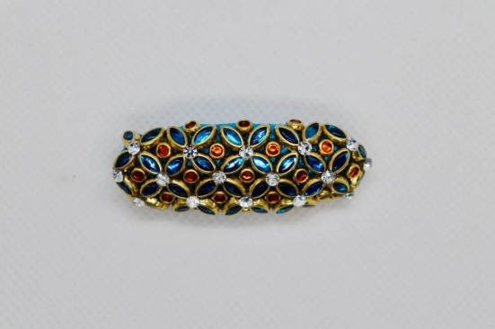 Vintage Inspired Blue Enameled Flower Brooch