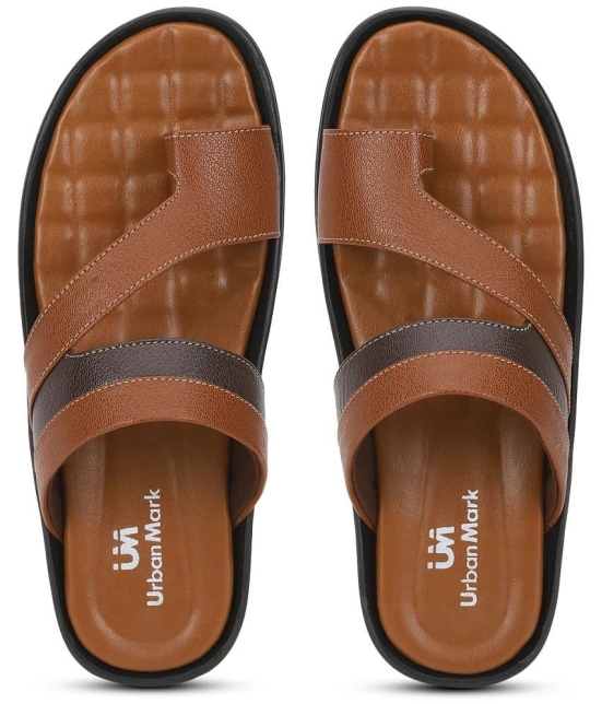 UrbanMark Men Comfortable Faux Leather Thong Sandals - None