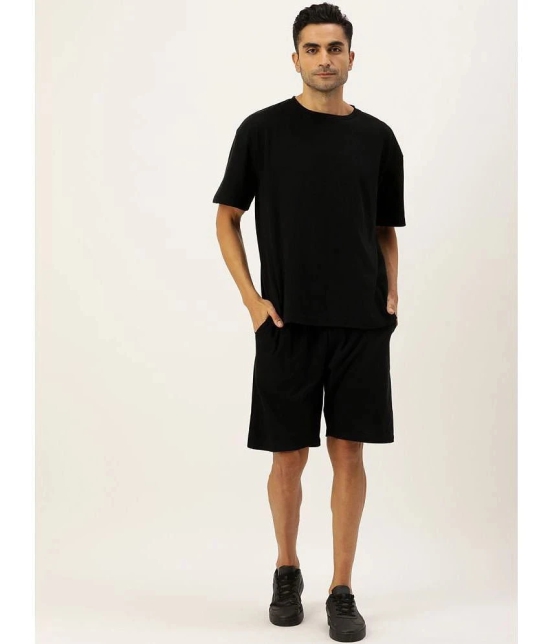 Bene Kleed Cotton Oversized Fit Solid Half Sleeves Mens T-Shirt - Black ( Pack of 1 ) - None