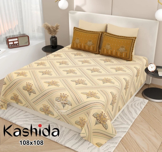 Bedsheet Adda-Super Mega King Size  King Size(108*108 in)-Pure Cotton Sanganeri Printed Jaipuri  Double Bedsheet With 2 Matching Pillow Covers-RJ-14-03-(108*108)-HT8308