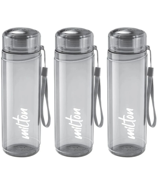 Milton Hector 1000 Pet Water Bottle Set of 3, 1000 ml Each, Grey | Recyclable | Reusable | BPA Free | Food Grade | Leak Proof | Gym | Office | Home | Kitchen | Treking | Travel | Hiking - Gr