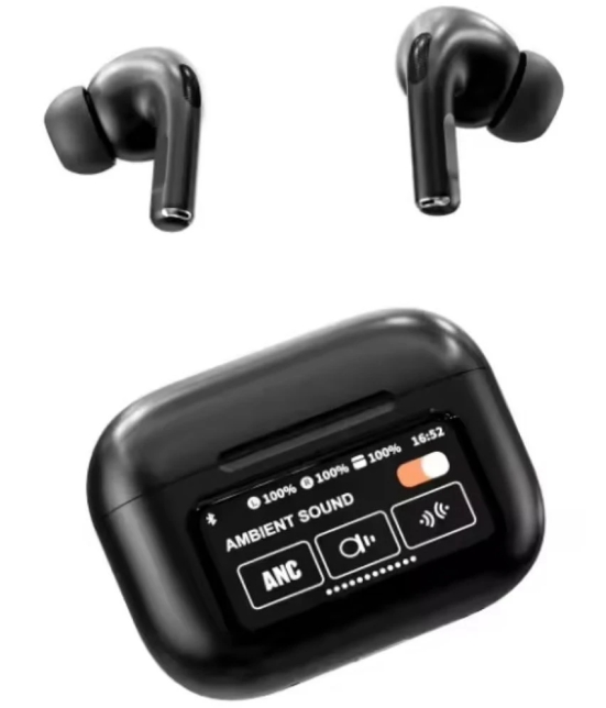 VERONIC Touch Display Earbud Bluetooth True Wireless (TWS) In Ear 32 Hours Playback Active Noise cancellation IPX4(Splash & Sweat Proof) Black