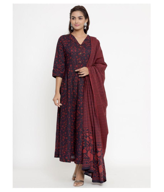 miravan Maroon Cotton Anarkali Kurti - - XL