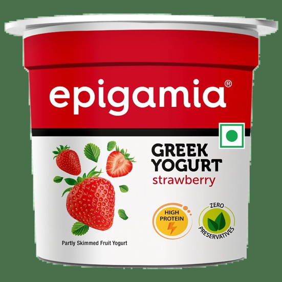 Epigamia Greek Yogurt - Strawberry, High In Protein, No Preservatives, 85 G Cup