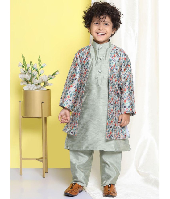 AJ Dezines - Pistachio Silk Blend Boys Sherwani ( Pack of 1 ) - None