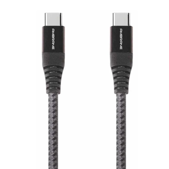 Ambrane BCTT-15 Braided Type C To TypeC Single Pin Data Cable (Black)