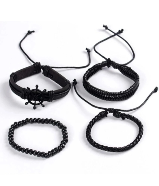 FASHION FRILL Black Bracelet ( Pack of 4 ) - None