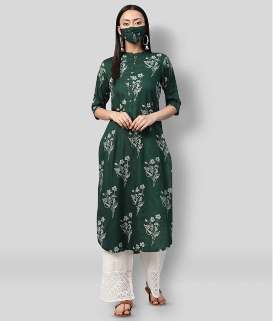 Juniper Rayon Printed Straight Womens Kurti - Green ( Pack of 1 ) - XXL