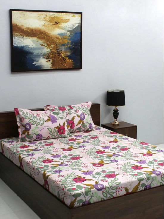 Ivyrose 100% Cotton Red Queen Bedsheet With 2 Pillow Covers