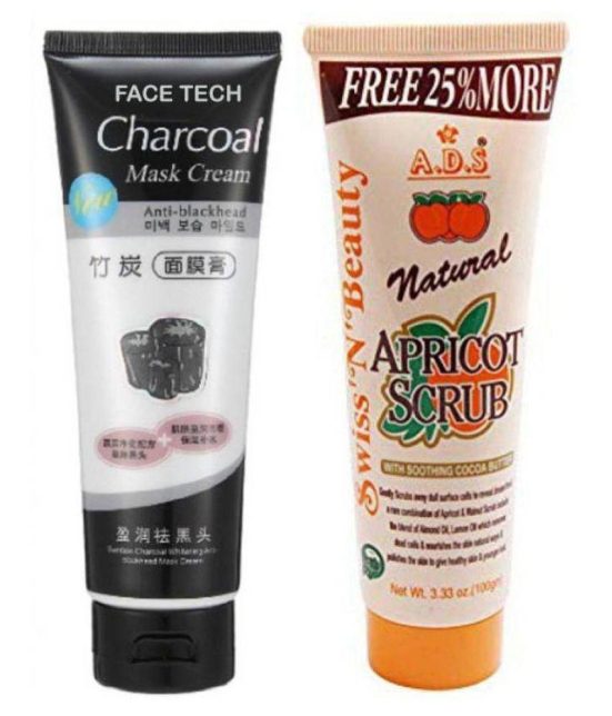 ClubComfort Ads Scrub 100 gm + Original Charcoal Face Mask Cream 230 gm Pack of 2