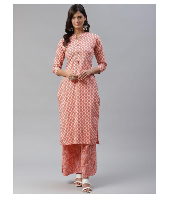 HIGHLIGHT FASHION EXPORT - Pink Straight Cotton Womens Stitched Salwar Suit ( Pack of 1 ) - XXL