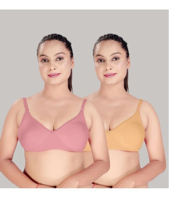 HAYA Pack of 2 Cotton Non Padded Womens Everyday Bra ( Multicolor ) - None