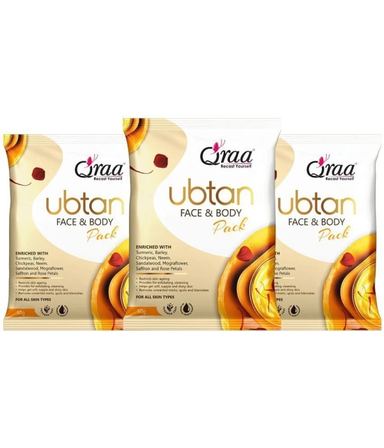 Qraa Ubtan Facepack For Glowing Skin,Acne,Pimples,Detan,& Brightening|Pack Of 3|150G