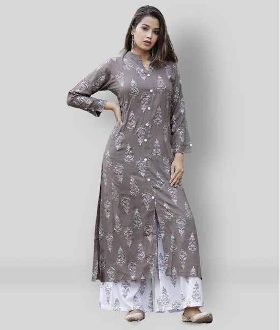 Lee Moda - Dark Grey Straight Rayon Women's Stitched Salwar Suit ( Pack of 1 ) - S