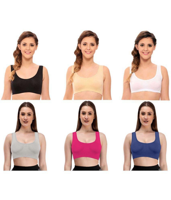 ComfyStyle Cotton Lycra Air Bra - Multi Color Pack of 6 - None