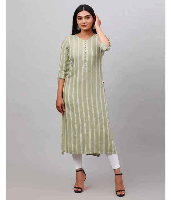 Alena Rayon Striped Asymmetrical Womens Kurti - Green ( Pack of 1 ) - None