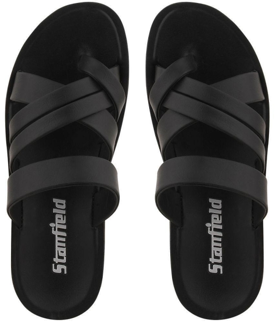 Stanfield - Black Mens Leather Slipper - None