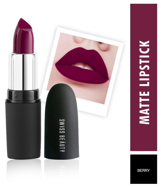 Swiss Beauty Matte Lipstick (Berry), 3.8gm