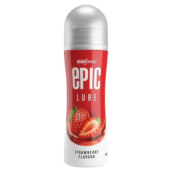 Manforce Epic Lube (Lubrication Gel for Men & Women) Water-Based Gel, Skin-Friendly, Safe to Use with Condoms, Strawberry Flavoured, 60ml