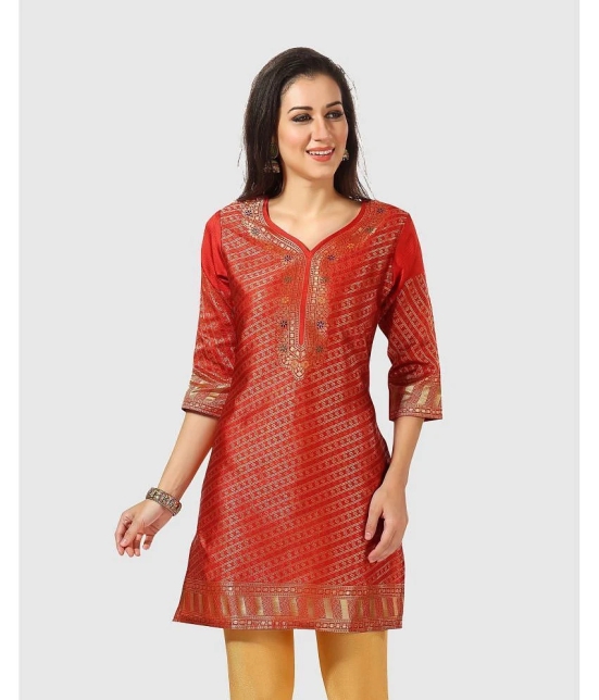 Meher Impex - Rust Art Silk Womens A-line Kurti ( Pack of 1 ) - None