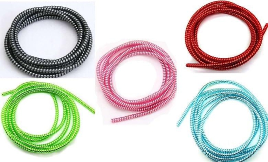 Kinetic Wears Ultimate Cable Protector | Spiral Cable Protector 1.5 Meter | Plastic Cord Wire Charger Winder for All Types of Charging Cables Pack of 5(Multicolur)